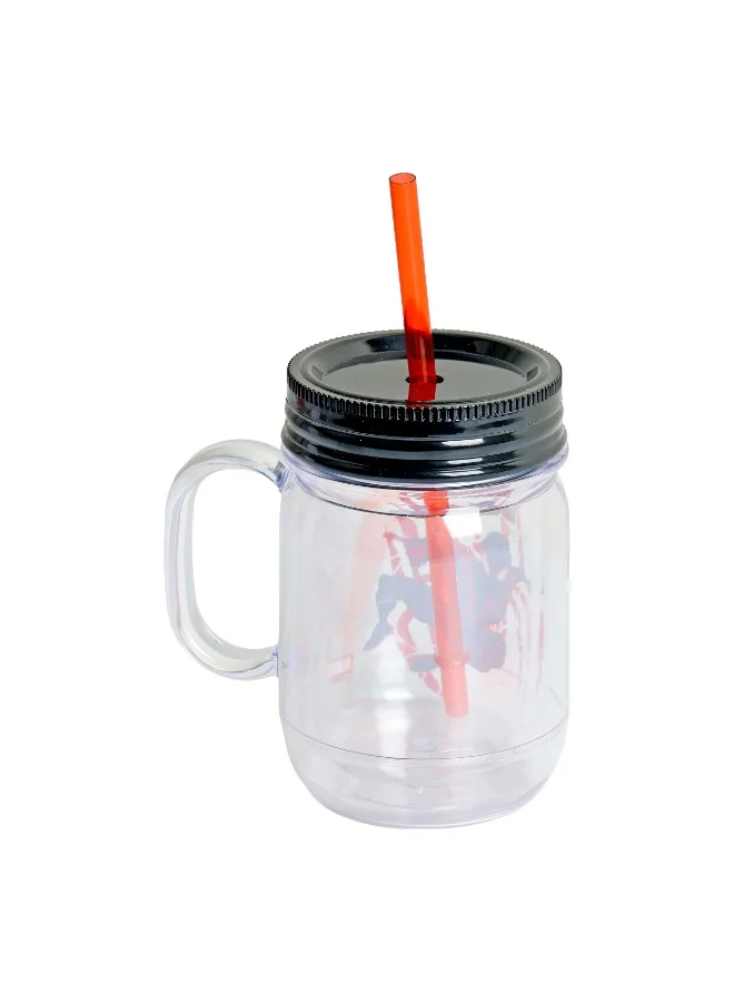 Marvel  Marvel Spiderman Drinking Jar With Straw  - 550ml for Men | Best Price UAE